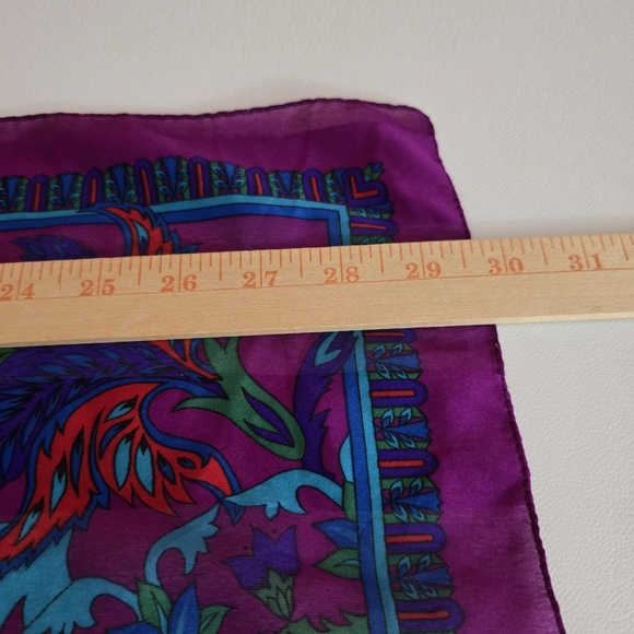 Berkshire Square Blue Red Jewel Tone Scarf Made In Italy Boho Colorful Chic - Picture 7 of 9